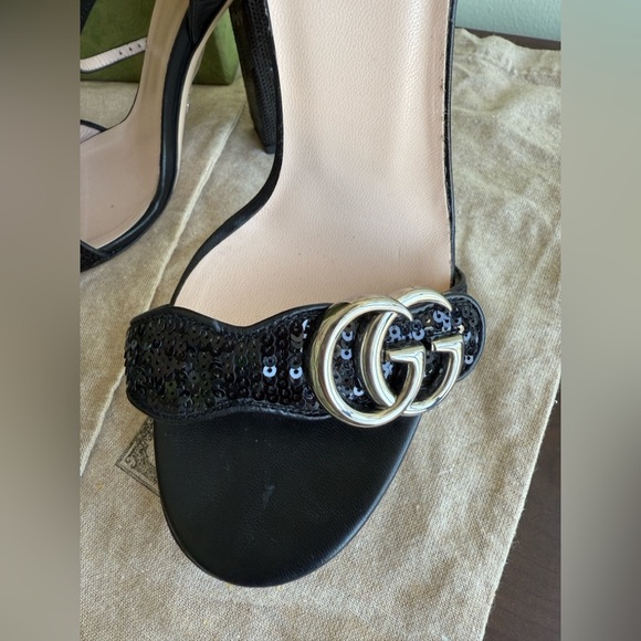 GUCCI Black sandal- size 37(1/2) Sequin Marmont High Heeled Look brand new - Picture 16 of 16